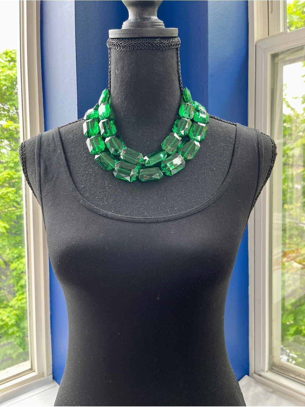 Emerald Green Beaded Statement Necklace